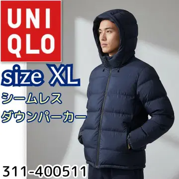 새상품급 유니클로 UNIQLO 심리스 다운 파카 XL 네이비 다운 90%