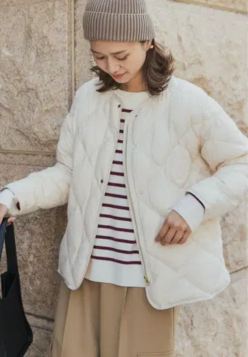 URBAN RESEARCH DOORS 라이트 다운 퀼트 숏 블루종