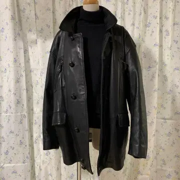 선착순! 레어 일본제 빈티지 블랙 가죽 자켓 하이넥 디자인