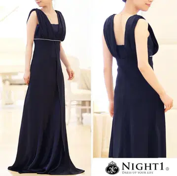 나이트 원 새상품급 연주회/파티/무대/포멀 네이비 엠파이어 롱
