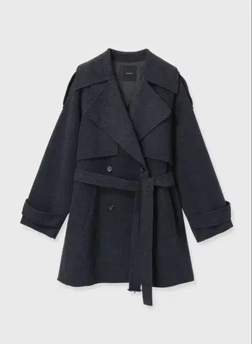 [ 새상품 ] anuans 리버 울 미들 트렌치코트 차콜