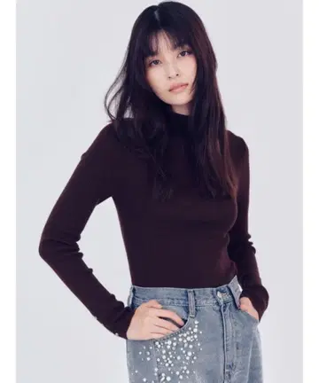 FRAY I.D 울 아크릴 세미 시어 리브 니트