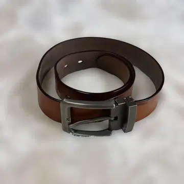 브라운 가죽 벨트 실버 버클