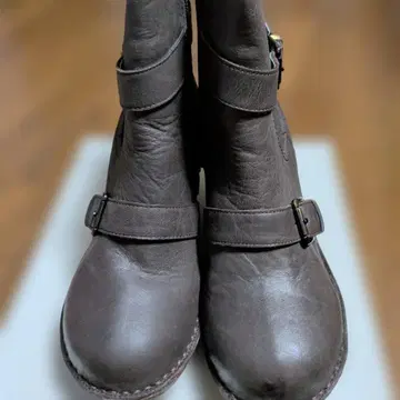 히나 그린 다크 브라운 가죽 사이드 고어 부츠