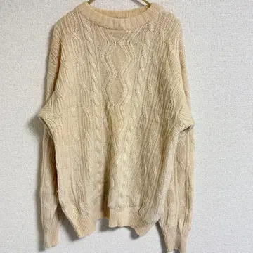PINGOUIN 크림색 케이블 니트 스웨터