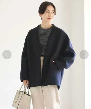 그린 라벨 릴랙싱 울 하프 코트 네이비