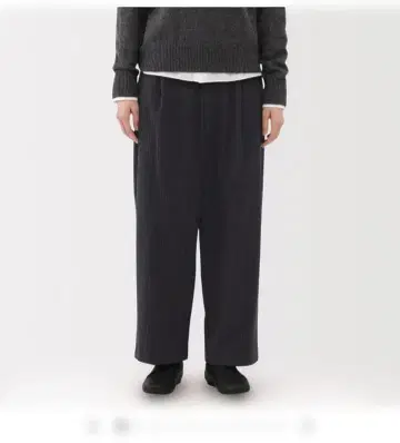 무인양품 기모 와이드 팬츠 다크 그레이 스트라이프