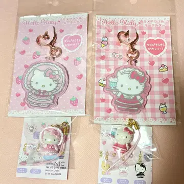 헬로키티 키티 마스코트 스트랩2 메이드 레드 핑크 아크링 키링