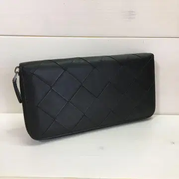 W11 이탈리아 가죽 천연 가죽 지갑 인트레차트 뜨개질 풀 가죽 블랙