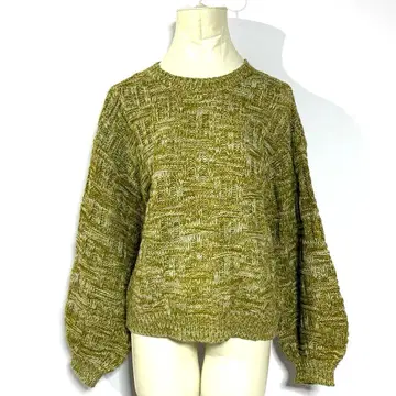 레트로걸 케이블 짜임 루즈핏 니트 카키 [ F ] 오버 사이즈 가을/겨울