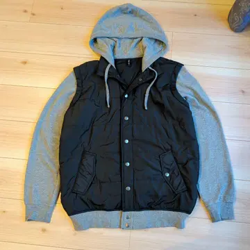 RVCA 후드 부착 점퍼 후드티 자켓 블랙/그레이 남성용 S