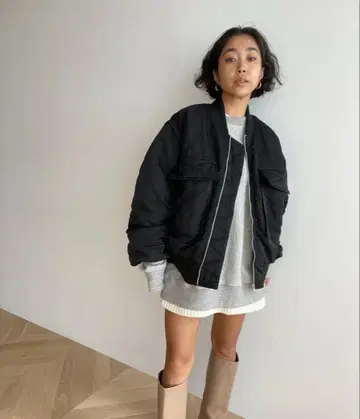 SeaRoomlynn 오버 사이즈 BIG 포켓 MA-1 블랙