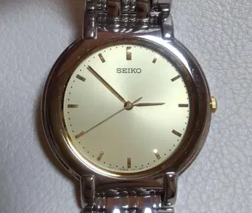 [ 작동품 ] SEIKO 남성용 손목시계 쿼츠 골드 다이얼 실버 컬러