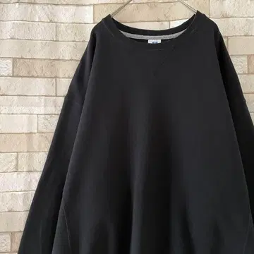 러셀 맨투맨 무지 자수 속기모 블랙 XL