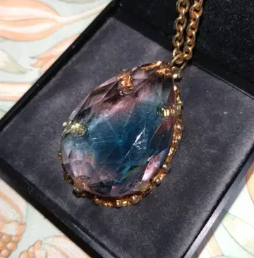 영국제 1950년대 블루&핑크 기브레 유리 빈티지 목걸이