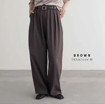 for/c 브라운 와이드 팬츠 L