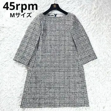 45rpm 원피스 트위드 린넨 코튼 M 네이비 베이지