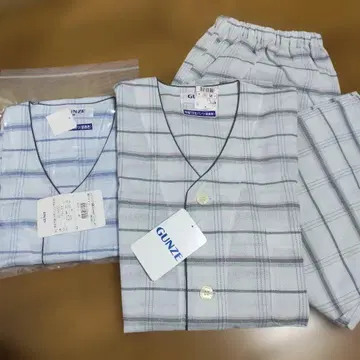 GUNZE 반팔 체크 파자마 남성용 M