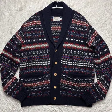 새상품급 인버아란 숄카라 가디건 셰틀랜드 울