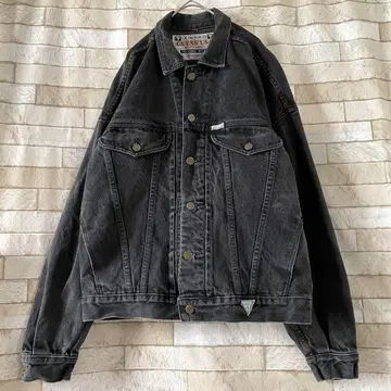 GUESS 게스 USA제 데님 자켓 G 자수 로고 블랙 L
