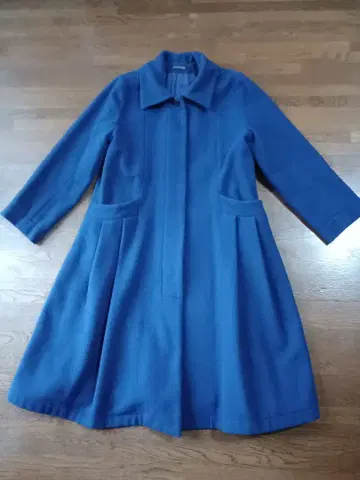 앙테르리네르 네이비 울 롱 코트 사이드 포켓 포함