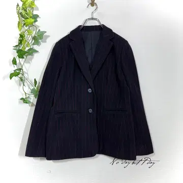 Lily Brown 울 핀스트라이프 자켓 (S) 다크 네이비 싱글 버튼