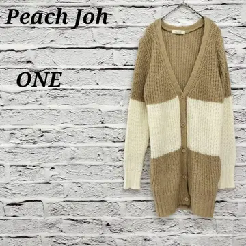 R4495 피치 존 [ ONE ] V넥 긴팔 롱 가디건 보더