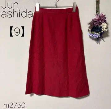 준 아시다 린넨 혼방 플레어 스커트 종아리 기장 무지 레드 [9] M