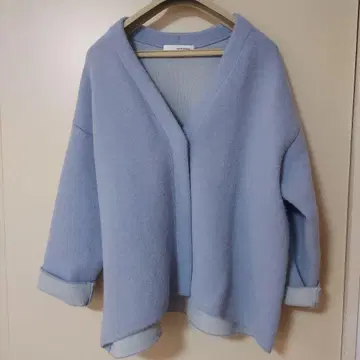 mysty woman 라이트 블루 노카라 자켓 코트
