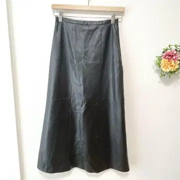 678 [미미투주르] 가죽 롱 스커트 M 블랙 안감 가을/겨울
