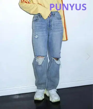 PUNYUS 데미지 레귤러 데님 팬츠 사이즈 3