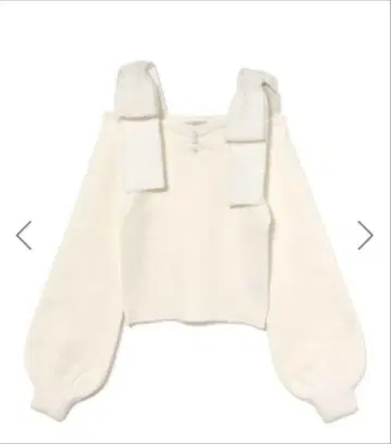 BUBBLES 샤기 리본 오프숄더 니트