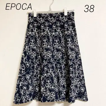 0609 EPOCA 에포카 플라워 무늬 니트 스커트 네이비