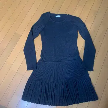 캘빈 클라인 다크 그레이 긴팔 원피스