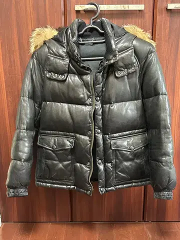 TMT 천연 가죽 가죽 다운 자켓 소가죽