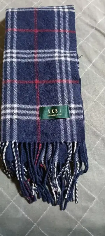 SKBJ 체크 무늬 머플러 네이비 머플러 남성용