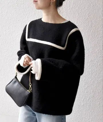 SHIPS any* 바이컬러 세일러 디자인 풀오버