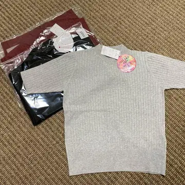 [새상품] 5부 소매 와이드 리브 니트 3개 세트