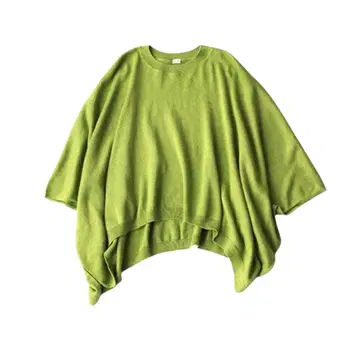 45R 수피마 오가닉 초 거즈 판초 R 자수 니트