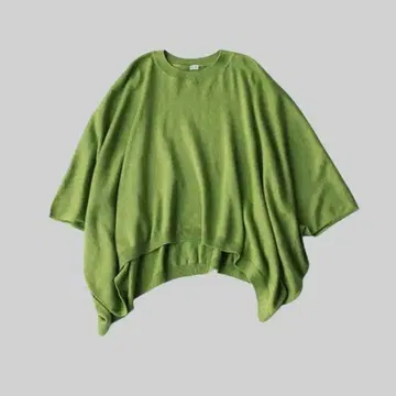 45R 수피마 오가닉 초 거즈 판초 R 자수 니트