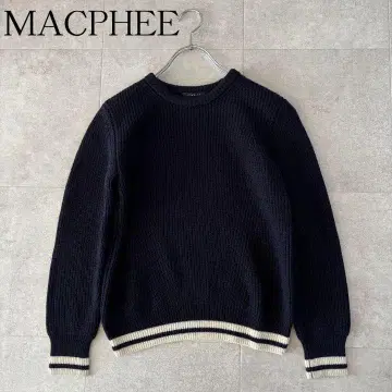 새상품급 맥피 크루넥 울 니트 1 바이컬러 다크 네이비