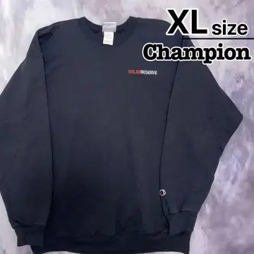 Champion 맨투맨 XL 블랙 원포인트 자수 기업 USA 구제 의류