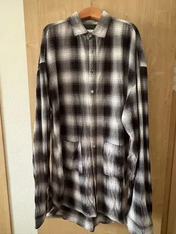 rovtski 체크 무늬 긴팔 셔츠 블랙/화이트