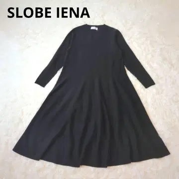 SLOBE IENA 워셔블 플레어 원피스 니트 원피스 블랙