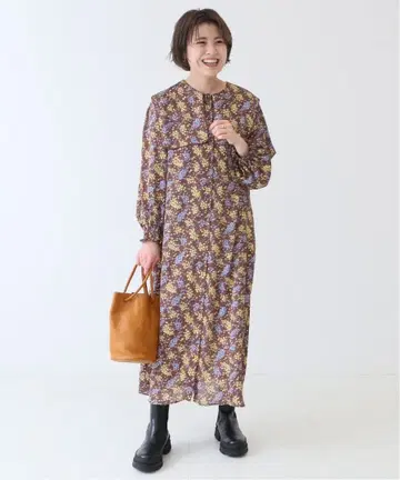 스픽 앤 스팬 플라워 프린트 빅 칼라 원피스 36