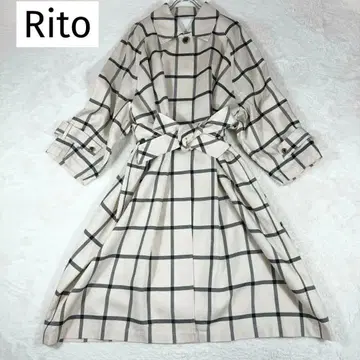 새상품급 Rito 리토 오버 사이즈 롱 코트 벨트 포함 체크