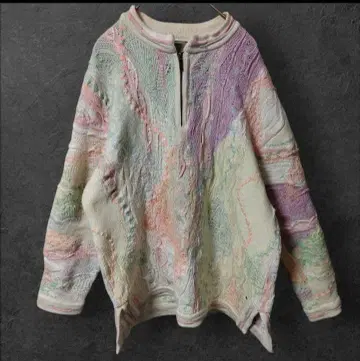 쿠지 하프 지퍼 니트 파스텔 컬러 M 사이즈