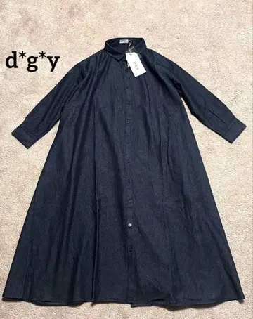새상품 Dgy 셔츠 칼라 코튼 데님 셔츠 원피스 네이비 M~L