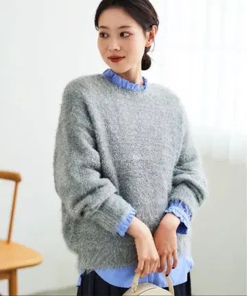 르 쿠르 블랑/라메 샤기 니트 풀오버