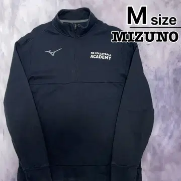 MIZUNO 하프 지퍼 맨투맨 M 블랙 프린트 배구 구제 의류